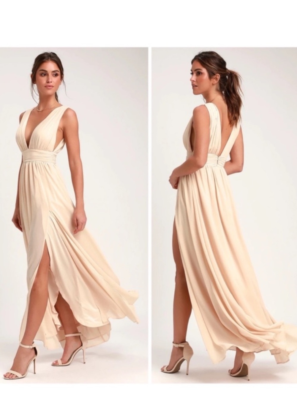 NWT Lulu’s Cream Maxi Dress Size Small